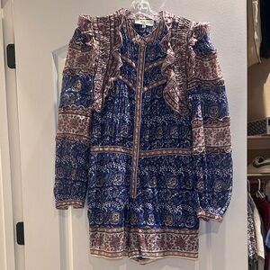Sea New York Blue and Pink Patterned Dress